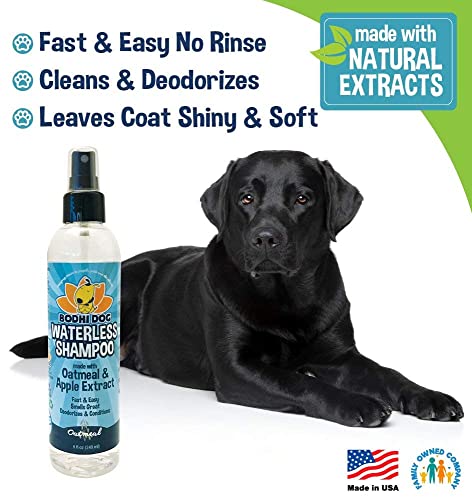 New Waterless Dog Shampoo | Natural Dry Shampoo For Dogs Or Cats No Rinse Required | Made With Natural Extracts | Vet Approved Treatment - Made In Usa (Oatmeal And Apple, 8 Fl Oz) #TOP3