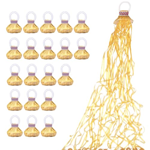 Image of Confetti Poppers, 20 Pack Plastic No Mess Streamers, Party Poppers for Birthday,Wedding,Celebrations,Graduation Party (Gold, 20 Pack)
