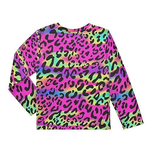 Image of CaTaKu Cheetah Colorful Boys Rash Guard Kids Swim Sun Shirts Long Sleeve UPF 50+ Swimsuit for Boys Girls 11-12