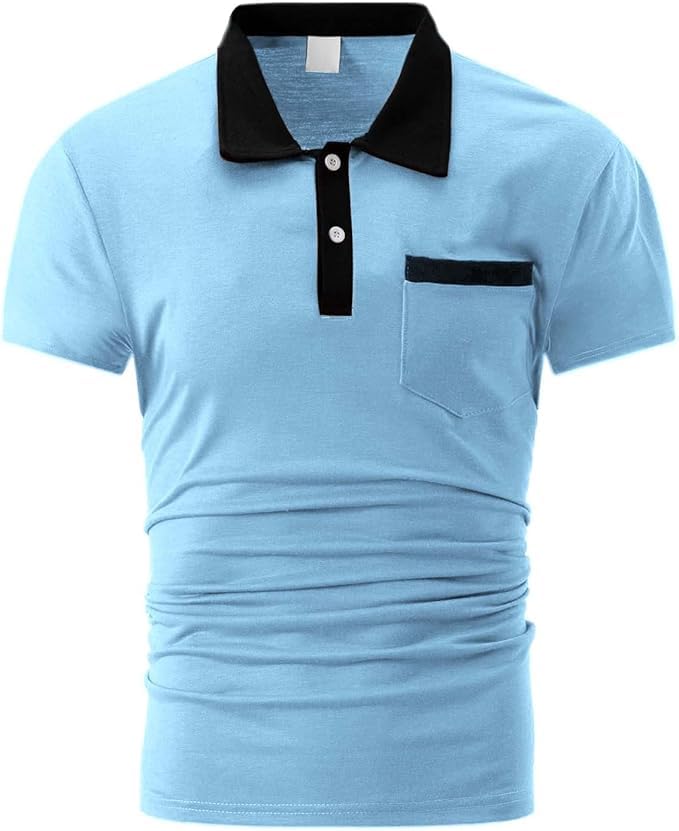 Men's Lapel Fashion Slim Short Sleeve Collared Shirts Casual Lightweight Stretch Golf T Shirt Button Up Tee Tops2