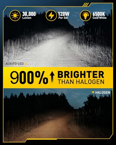 Image of AUXITO H4 /9003 /HB2 LED Bulbs, 900% Brightness 6500K Cool White, CSP Chips 9003 Fog Lamps Replacement, Play and Plug, Pack of 2