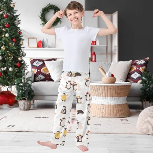 Boy's Pants Funny Penguin Winter Jogger Pants Elastic Waist Long Bottoms Trousers with Pockets 6-14 Years2