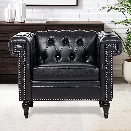 Sillón Chesterfield Plegable Negro miniatura 1