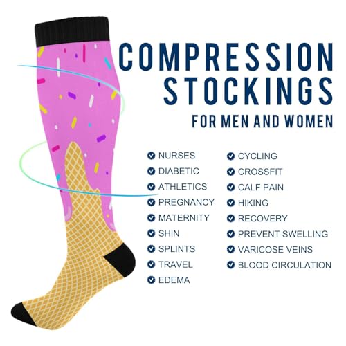 Image of Compression Socks for Women & Men, Knee High Socks for Circulation Medical Running Athletic Nurse Travel