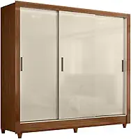 Guarda Roupas Casal com 3 Portas de Correr 2 Gavetas França Madeirado/Areia