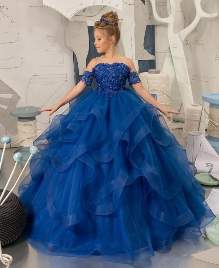 Flower Girl Dresses for Wedding Beaded Applique Princess Pageant Dress Tulle Long Party Ball Gown2