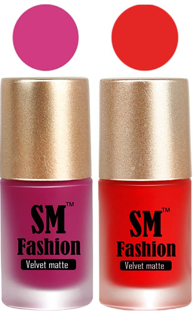 SM FASHION Nail Polishes, Magenta-Red Velvet Matte Nail Paint Combo Set of 2 Pcs 7ml each