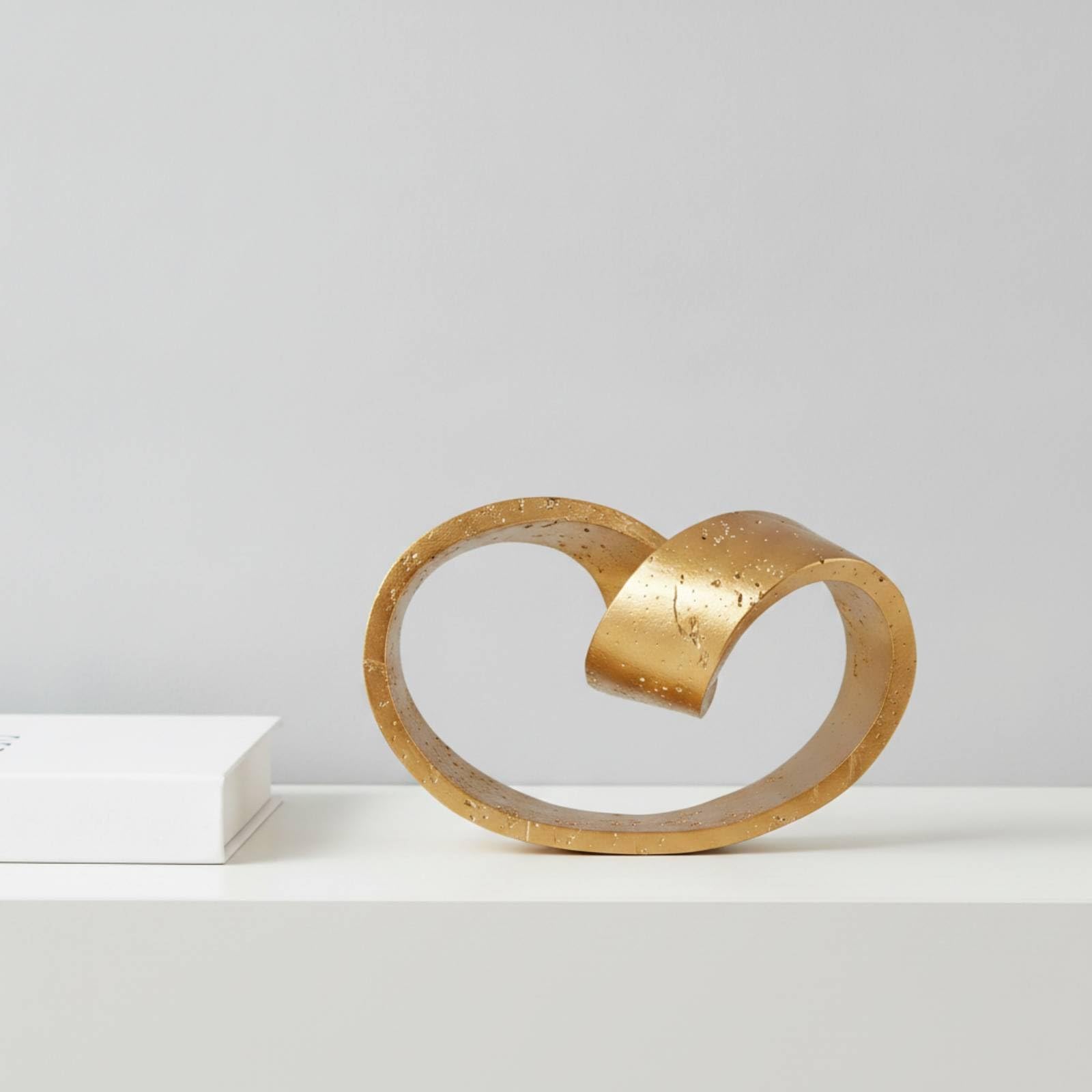 Colcolo Aro Geométrico Decorativo Anillo Ornamental Escultura de Diseño Adorno de Superficie en Resina con Textura de Piedra y Acabado Brillante Adecuado para, Dorado A, Geométrico