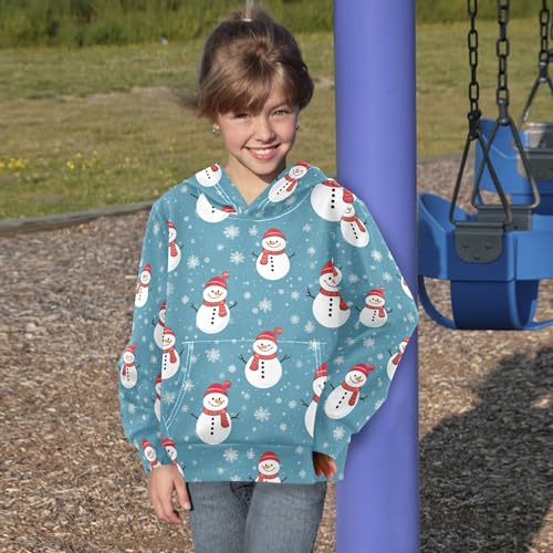 Kids Hoodies Sweaters Christmas Xmas Snowman Hooded Sweatshirts with Big Pockets for Boys Girls B04000634