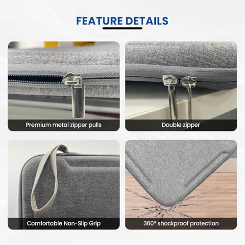 Image of Dyazo 14.1 Inch Hard Shell Laptop Sleeve Case | Zip Closure & Water Resistant EVA Protective Cover with Handle Strap | Compatible for MacBook, Dell, HP, Lenovo, MSI, ASUS & 14 inch Laptops (Grey)