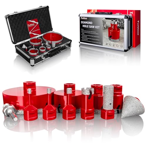 Diamond Hole Saw Kit, Tile Hole Saw Kit Vacuum Brazed 11Pcs (1/4"-5")