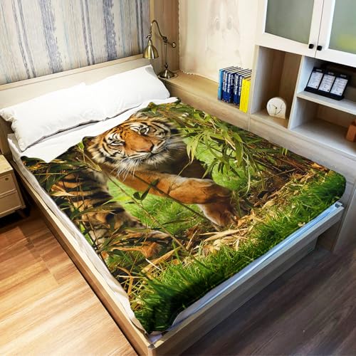 YISUMEI - Soft Fleece Blanket - Fierce Tiger,150 x 200 cm Throw Suitable for Bed or Sofa, Color1 - Image 3