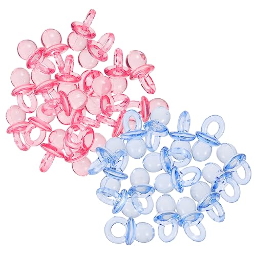 BESTonZON 100pcs Pink Baby Shower Pacifiers Decorative Mini Acrylic Toys for Shower Decorations Favors