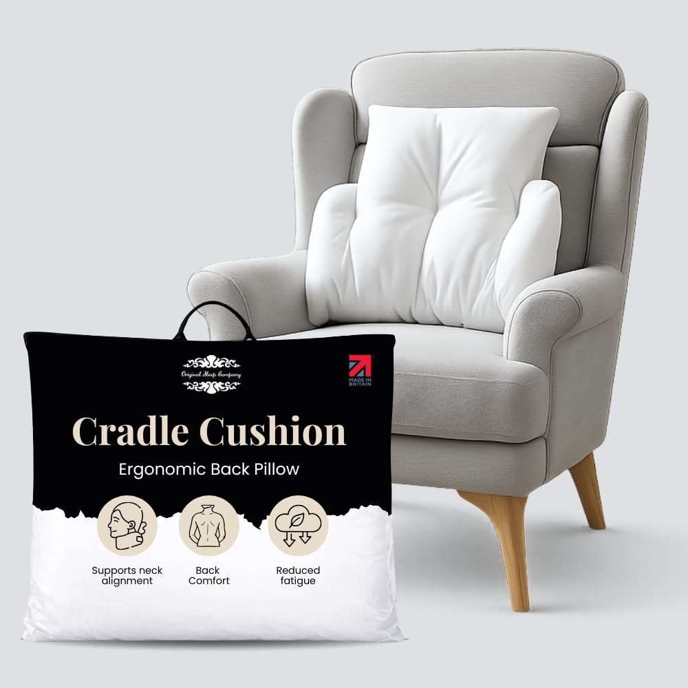 Original Sleep Company Orthopaedic Lumbar Support Cushion – Back Support Pillow for Chair, Bed & Desk, Fleece Posture Cushion for Lower Back Pain Relief, Office Chair, Sofa & Armchair