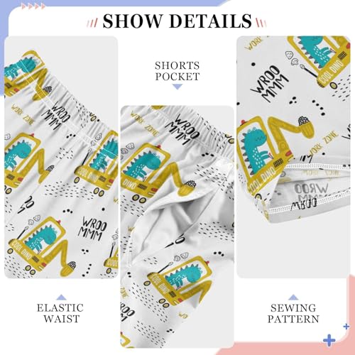 ZZXXB Dinosaur Riding Boys Long Pants Soft Trousers Elastic Waist Kids Lounge Bottoms with Pockets S-XL4