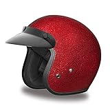 Daytona Helmets 3/4 Shell Open Face Motorcycle Helmet – DOT Approved [Red Metal Flake] [M]