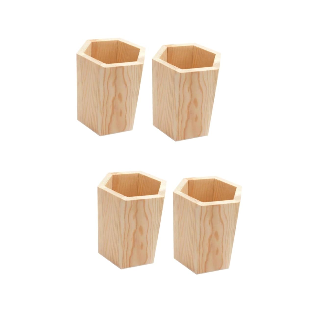 VILLCASE 4 Piezas Portalápices De Pino Taza De Lápiz De Bricolaje Bolígrafo De Nogal Portavasos Para Escritorio Cepillo Organizador Titulares Caja De Almacenamiento Suculento Madera De Pino