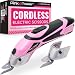 Pink Power Electric Fabric Scissors Box Cutter for Crafts, Sewing, Cardboard, Scrapbooking - Cordless Shears Cutting Tool