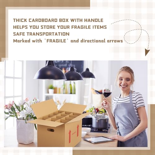 Image of Tatuo 10 Pack Wine Box for Moving, 12 Bottle, with Divider, 14 x 12 x 13 in | Liquor Shipping Packing Box Bulk, Corrugated Cardboard, Reinforced Bottom, Break Resistant, Heavy Duty, Cellar Storage