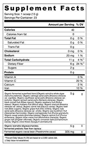 Genuine Health Fermented Organic Gut Superfoods+, Orange Ginger, Vegan Superfoods Powder, 10.5oz Tub, 23 Servings