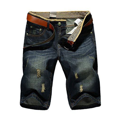 Bold Manner Bermuda Jeans Déchiré Homme Short Denim Classique Patalon Court Cool (FR38-40/Tag 33, Noir)
