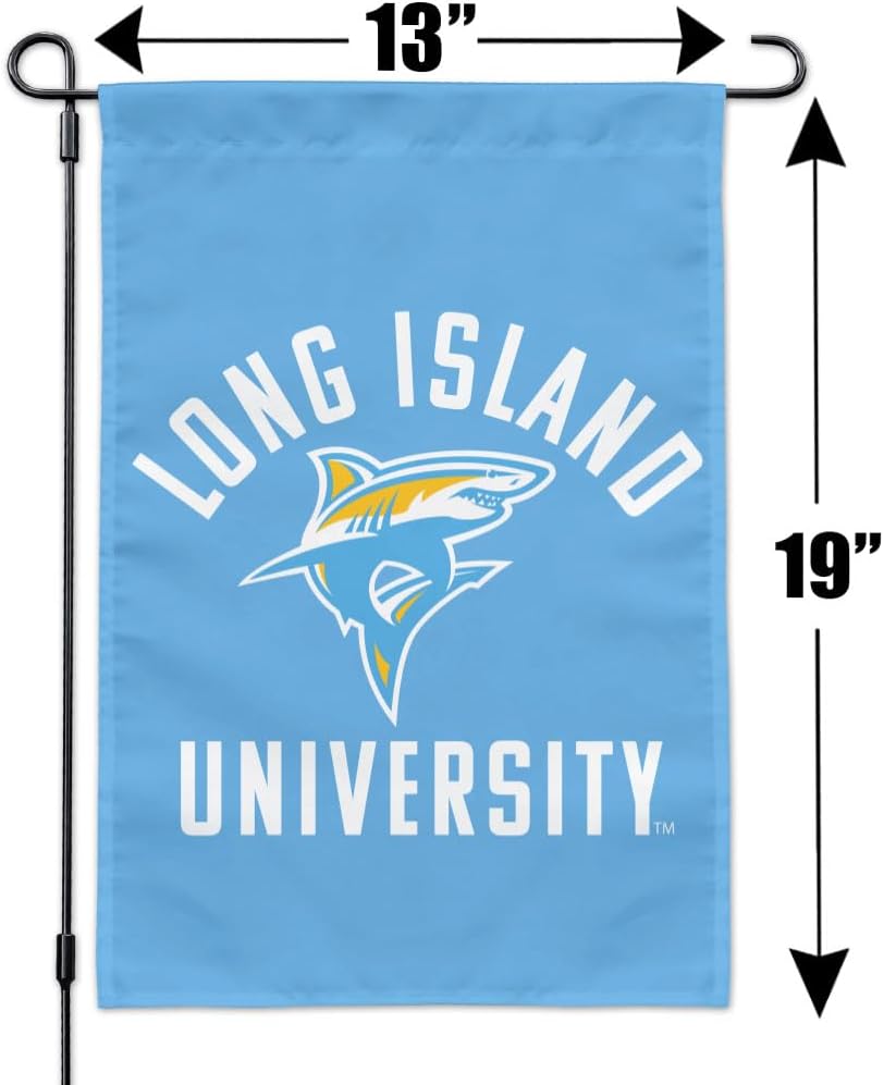 Long Island University Sharks Logo Garden Yard Flag with Pole Stand Holder