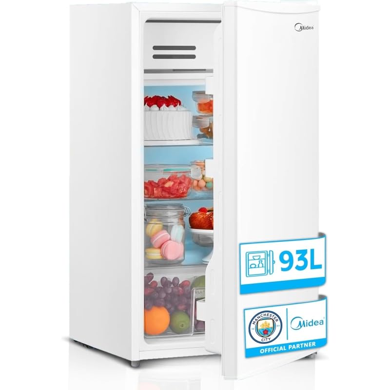 Midea Mini frigorifero compatto da 93 l, per casa e ufficio, frigorifero a basso consumo senza congelatore, mini bar silenzioso per roulotte e campeggio con zona fredda 0°/-3º