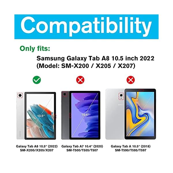 ProCase Hülle für Galaxy Tab A8 10.5”(SM-X200/ X205) 2022 Dreifach Falt Klapp Schutzhülle Case Ultra Dünn Leicht Ständer… – Bild 3