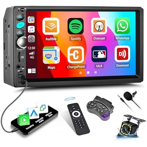 CAMECHO Double Din Car Stereo with Touchscreen Cover