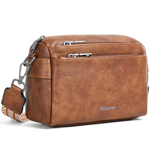 Bluome 5 Zips Crossbody Bags For Women Travel Bag Small Pu Leather Shoulder Cross Body For Woman Purses Handbags