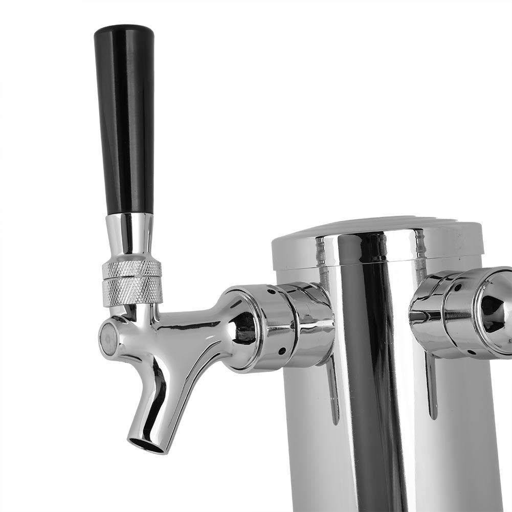 Jenngaoo Distributore di Birra, 3 Pollici di Diametro Doppio Rubinetto Birra Kegerator Torre in Acciaio Inox Birra alla Spina Dispenser Casa Birra Fusto di Bere Dispenser per la Birra Succo di Bevanda