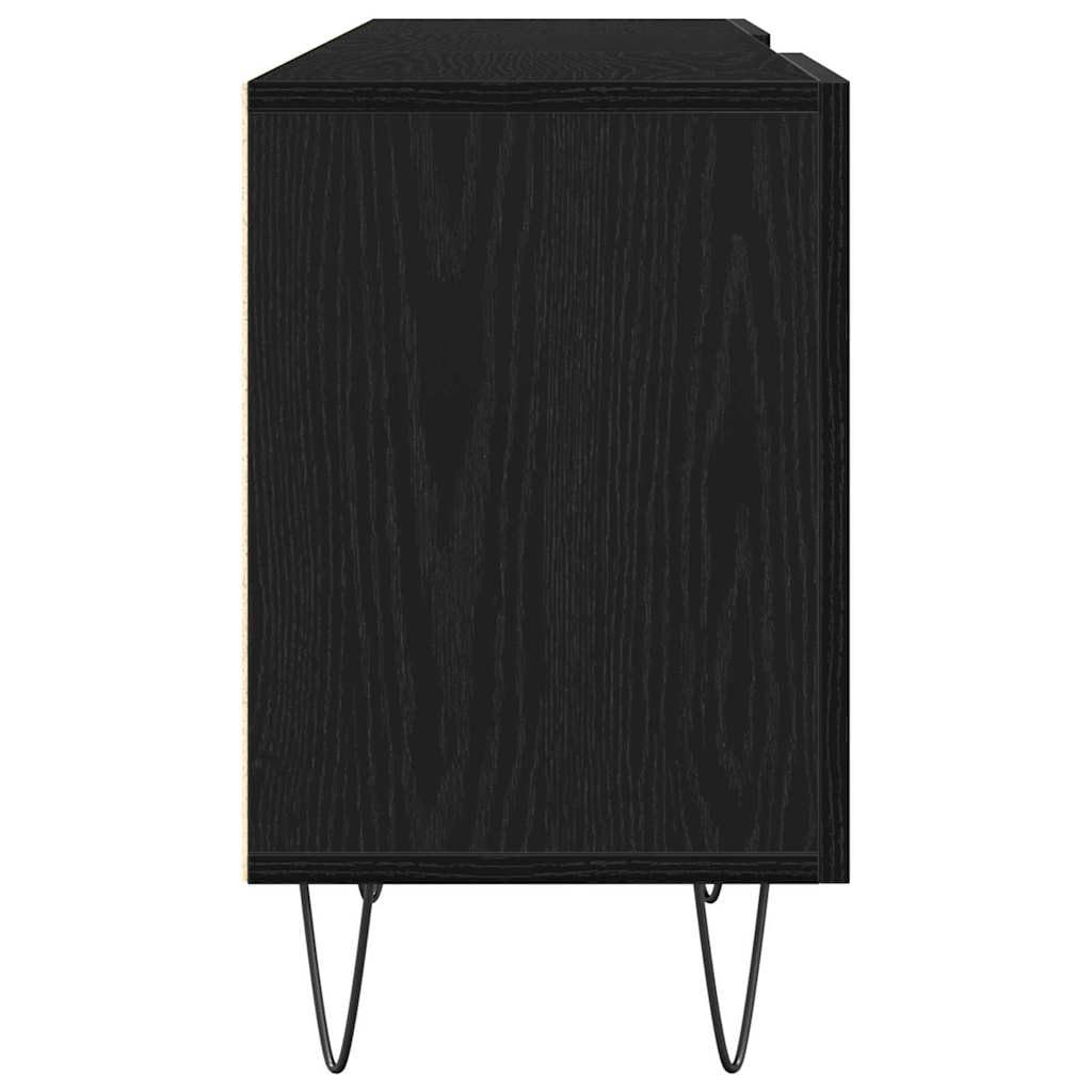 Mueble de TV con soporte de pared y espacio de almacenamiento, puerta de salón con patas de hierro de madera de roble negro