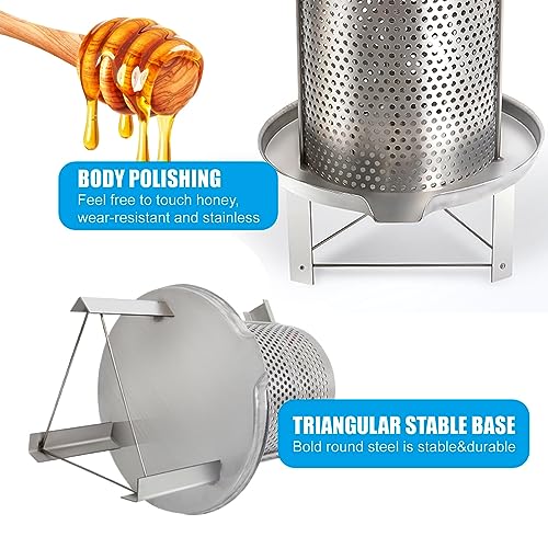 Separador y prensador de miel de acero inoxidable, herramienta de apicultura 2 en 1 para uso doméstico y comercial, incluye 3 bolsas de filtro