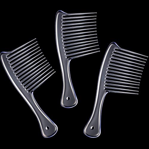 3 Packs Rake Comb Bone Tortoise Rake Comb Smooth Hair Pick Comb Afro Lift Detangle Hair Comb Hair Styling Tools (Translucent)