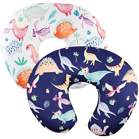 Dinosaur Nursing Pillow Cover Set for Baby Boys or Girls, 2Pack Twins Breastfeeding Pillow Slipcover Cushion Cover, Soft Fabric Fits Snug On Infant,Fits for Nursing Pillow Newborn Cover