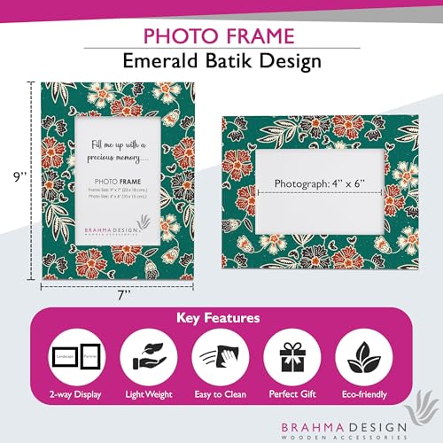 Image of Photo Frame with Gift Box | Size: 9 inch x 7 inch (Photo 4 inch x 6 inch) | Emerald Batik | Aesthetic Decorative Photo Frame for Wall Mount and Tabletop