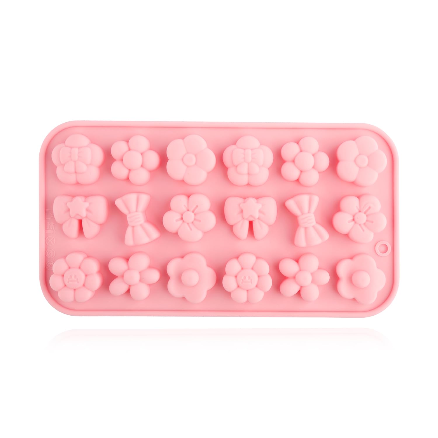 Hopzab Flower Bow Silicone Moulds, 18 Cavity 3D Non-Stick Chocolate Candy Gummy Baking Moulds, Dessert Muffin Making Cake Decorating DIY Tools, Durable BPA Free Heat Resistant