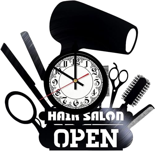 Reloj de pared con diseño moderno en 3D para peluquería, estilo vintage, color negro, para oficina, bar, habitación, decoración del hogar, regalo