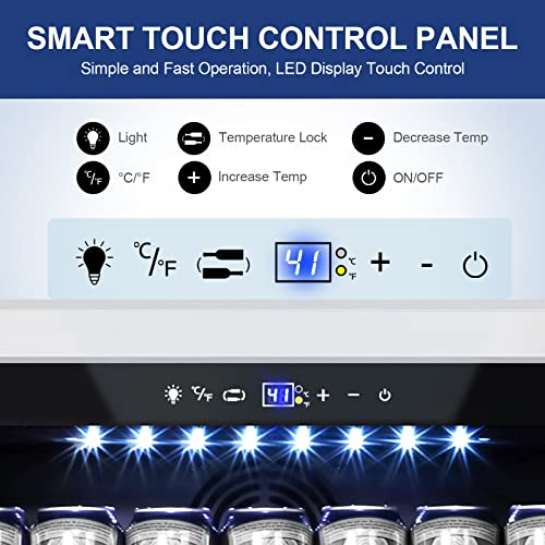 Image of Tylza Outdoor Beverage Refrigerator 24 Inch, Stainless Steel Under Counter Beverage Cooler, 190 Cans Beer Fridge Built-in and Freestanding Beverage Fridge