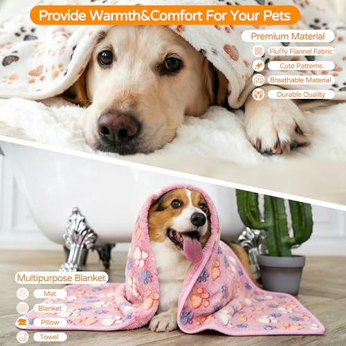 1 Pack 3 Blankets Premium Soft Fluffy Pet Flannel Blanket, Paw Printed Throw for Dogs, Cats and Puppies (Cute Paw Set, 30×20 inch, Pack of 3) - Image 7