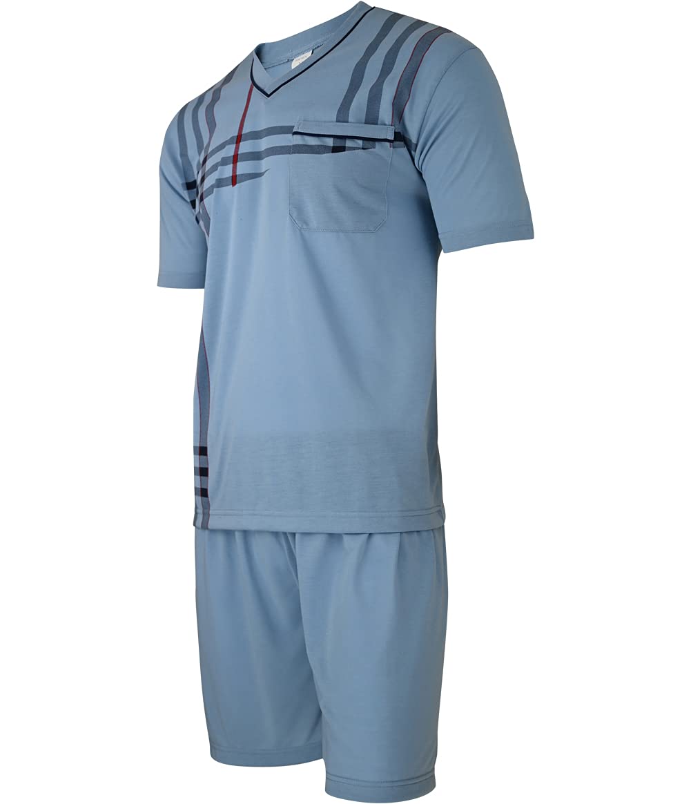 Soltice Men's Two-Piece Pyjamas with Chest Pocket, Short Pyjamas Set, Striped Sleepwear Made of 100% Cotton (M to 5XL)
