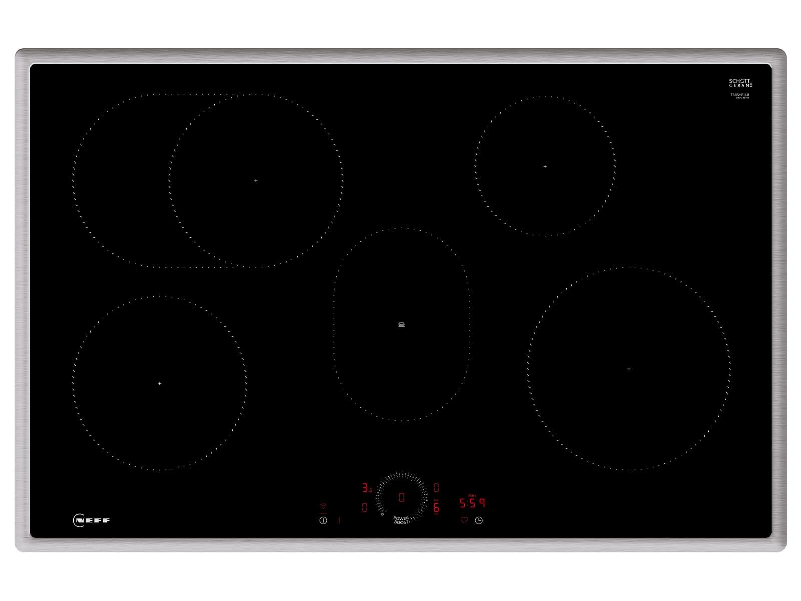 NEFF BX48PIB0 zestaw kuchenek, składający się z kuchenki B2CCG6AK3, 60 x 60 cm, samoczyszcząca piroliza, płyta indukcyjna CircoTherm & T58SHF1L0, 80 cm, strefa pieczenia, poziom mocy, Twist Touch,