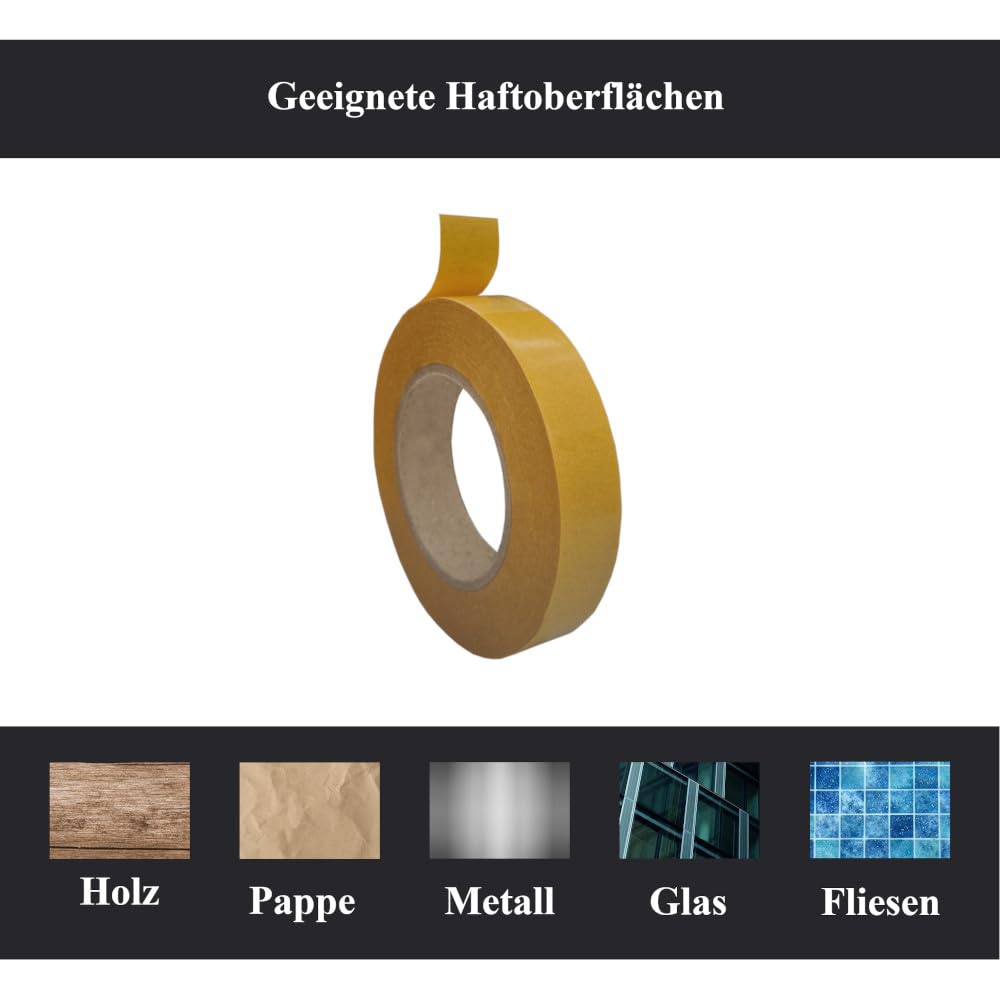 Kstar Klebeband doppelseitig dünn, handreißbar, stark klebend in Industriequalität, Universelles doppelseitiges Klebeband extra stark für fast alle Untergründe, Breite & Länge wählbar (150 mm x 25 m)