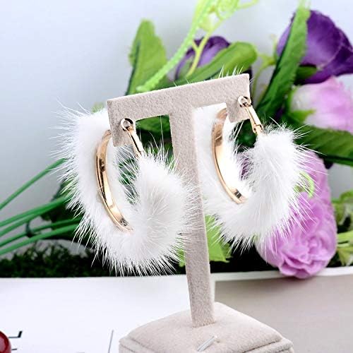 Mink Fur Hoop Earrings 5 cm Big size Raccoon Fur Hoop Earring Warm Christmas Gifts Endless Circle Earrings for Women4