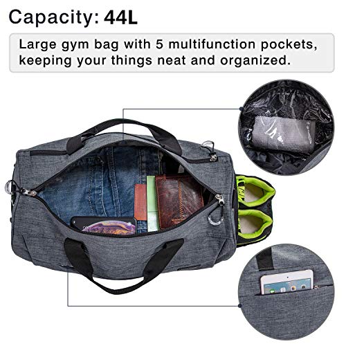 Kuston Sports Gym Bag with Shoes Compartment Travel Duffel Bag for Men and Women