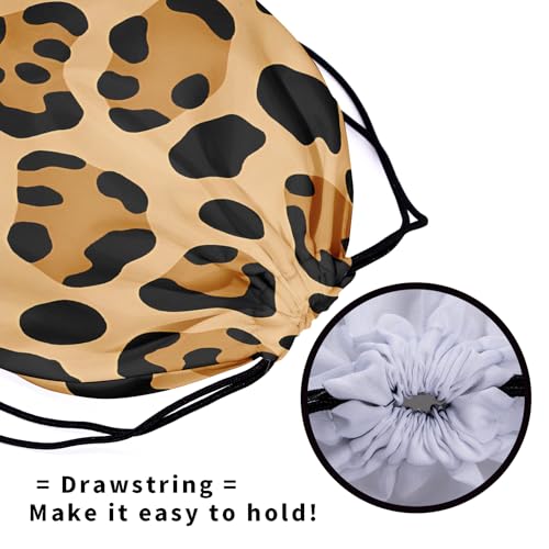 Image of Nerxy Brown Leopard Gymnastics Grip Bag - Leopard Print Drawstring Gym Bag for Gymnasts Cheetah Gymnastic Grip Bags Animal String Bag Pouch for Travel Sports