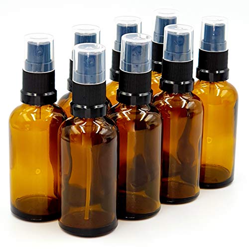 Avalon Cosmetic Packaging - Botellas vacías de cristal ámbar con atomizador GL18 negro (fabricado en la UE)