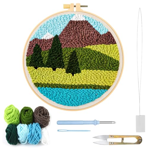 Image of PATPAT 20x20CM DIY Needle Felting Kit for Beginners Friendly Art Craft Kit Flower Poking Stitch Art Kit with Embroidery Punch Needles, DIY Embroidery Hoop, Felt Needle Kit Gift for Kids Adults