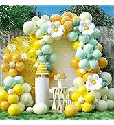 Daisy Balloon Garland Arch Kit,Retro Yellow Green White Hippie Boho Balloons Garland Daisy Flower...