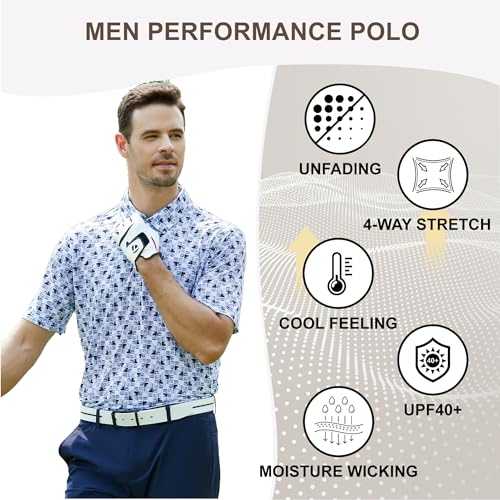 Image of Damipow Premium Golf Shirts for Men Dry Fit Performance Polo Short Sleeve Collared Shirt